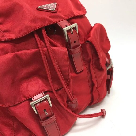 PRADA Logo Plate W pocket Backpack Nylon Red/SilverHardware - Picture 5 of 14